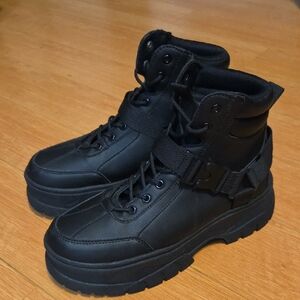 Asos Black Men's Lace Up Combat Hiking Boots UK 7/US 8